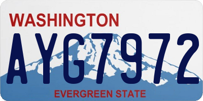 WA license plate AYG7972