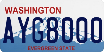 WA license plate AYG8000