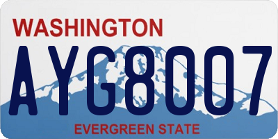 WA license plate AYG8007