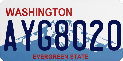 WA license plate AYG8020