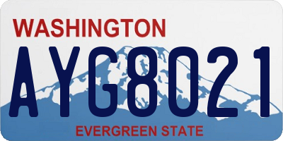 WA license plate AYG8021