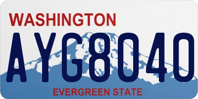 WA license plate AYG8040