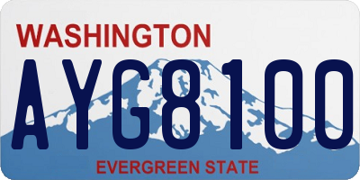 WA license plate AYG8100