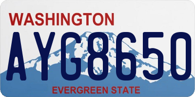 WA license plate AYG8650
