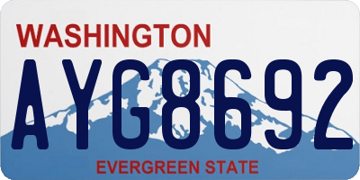 WA license plate AYG8692