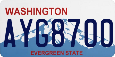 WA license plate AYG8700