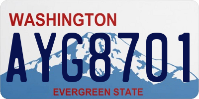 WA license plate AYG8701