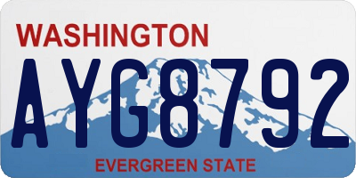 WA license plate AYG8792