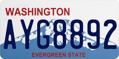 WA license plate AYG8892