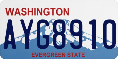 WA license plate AYG8910