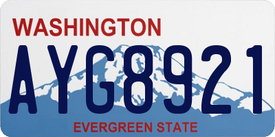 WA license plate AYG8921