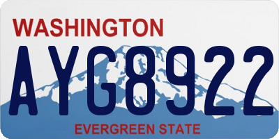 WA license plate AYG8922