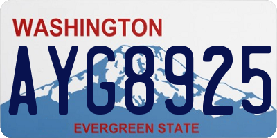 WA license plate AYG8925
