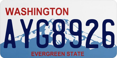 WA license plate AYG8926