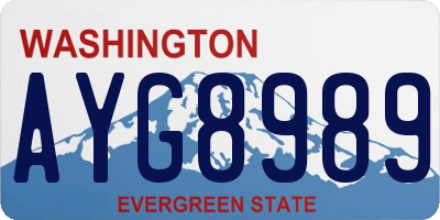 WA license plate AYG8989