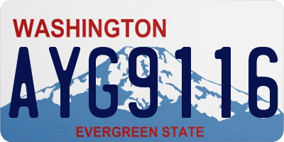 WA license plate AYG9116