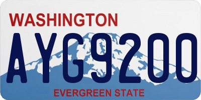 WA license plate AYG9200