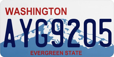 WA license plate AYG9205