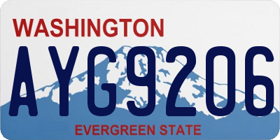 WA license plate AYG9206