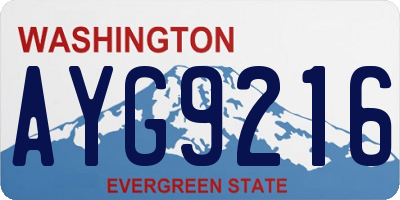 WA license plate AYG9216