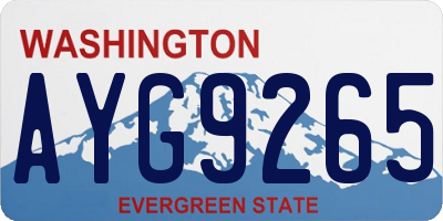 WA license plate AYG9265
