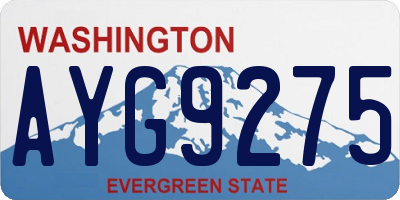 WA license plate AYG9275