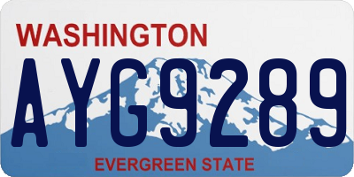 WA license plate AYG9289