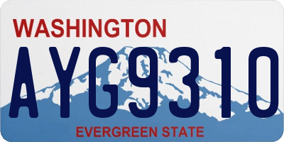 WA license plate AYG9310