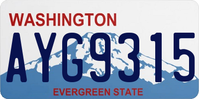 WA license plate AYG9315