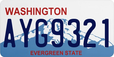 WA license plate AYG9321