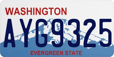 WA license plate AYG9325