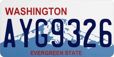 WA license plate AYG9326