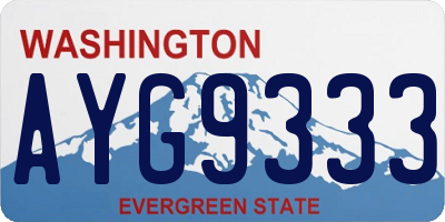 WA license plate AYG9333
