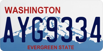 WA license plate AYG9334
