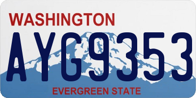 WA license plate AYG9353
