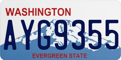 WA license plate AYG9355