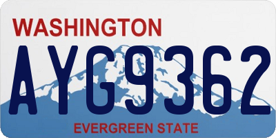 WA license plate AYG9362