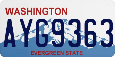 WA license plate AYG9363