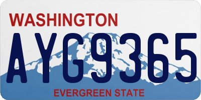 WA license plate AYG9365