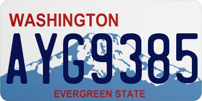 WA license plate AYG9385