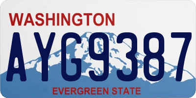 WA license plate AYG9387