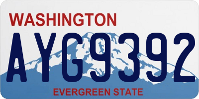 WA license plate AYG9392