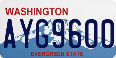 WA license plate AYG9600