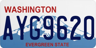 WA license plate AYG9620