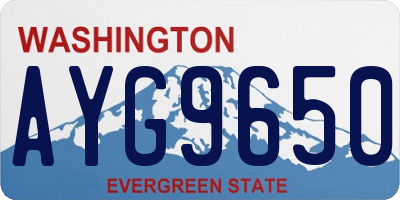 WA license plate AYG9650