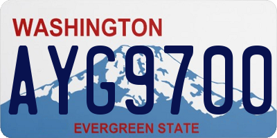 WA license plate AYG9700