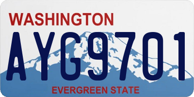 WA license plate AYG9701