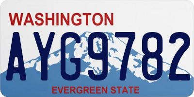 WA license plate AYG9782