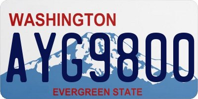 WA license plate AYG9800
