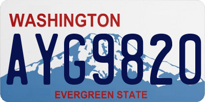 WA license plate AYG9820